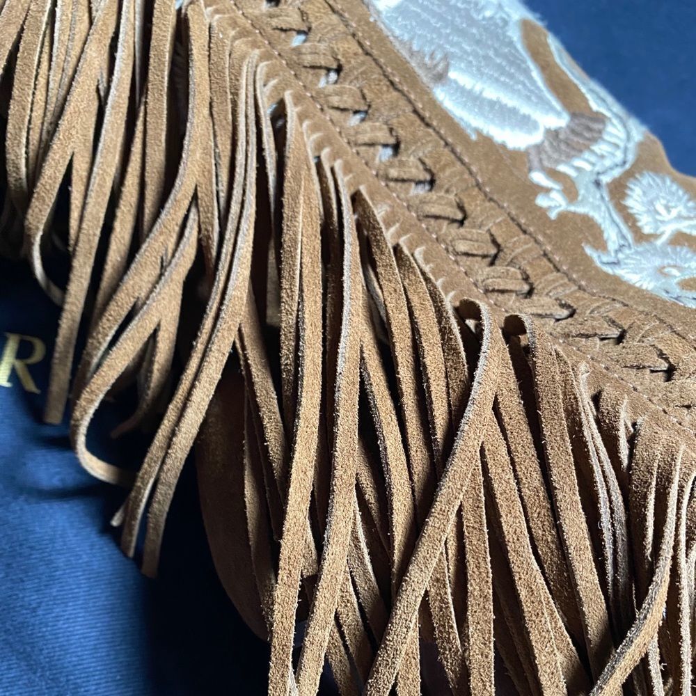 Ralph Lauren Fall 2015 Runway Collection Morel Suede Embroidered Fringe Boot - Picture 11 of 17